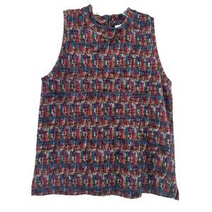 Anthropologie Akemi + Kin Multi Color Geometric Knit Mock Neck Tank Top Large